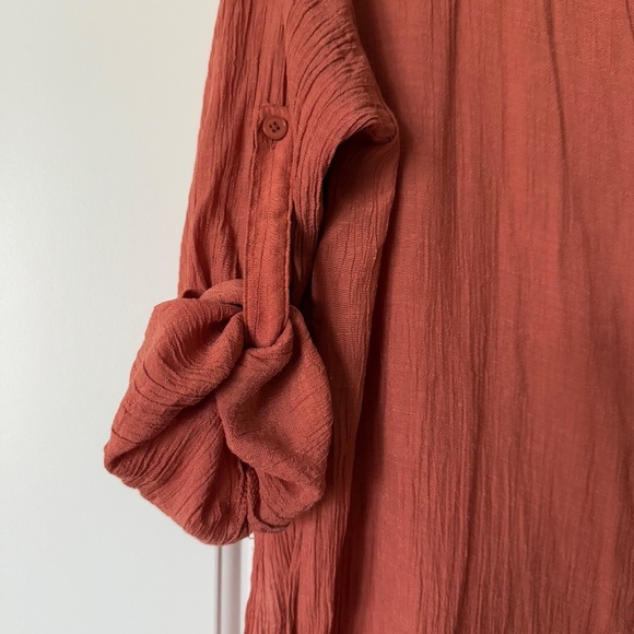Bluivy Shirt Dress Flowy Coverup, Burnt 🍊, Size S/M - Picture 6 of 14